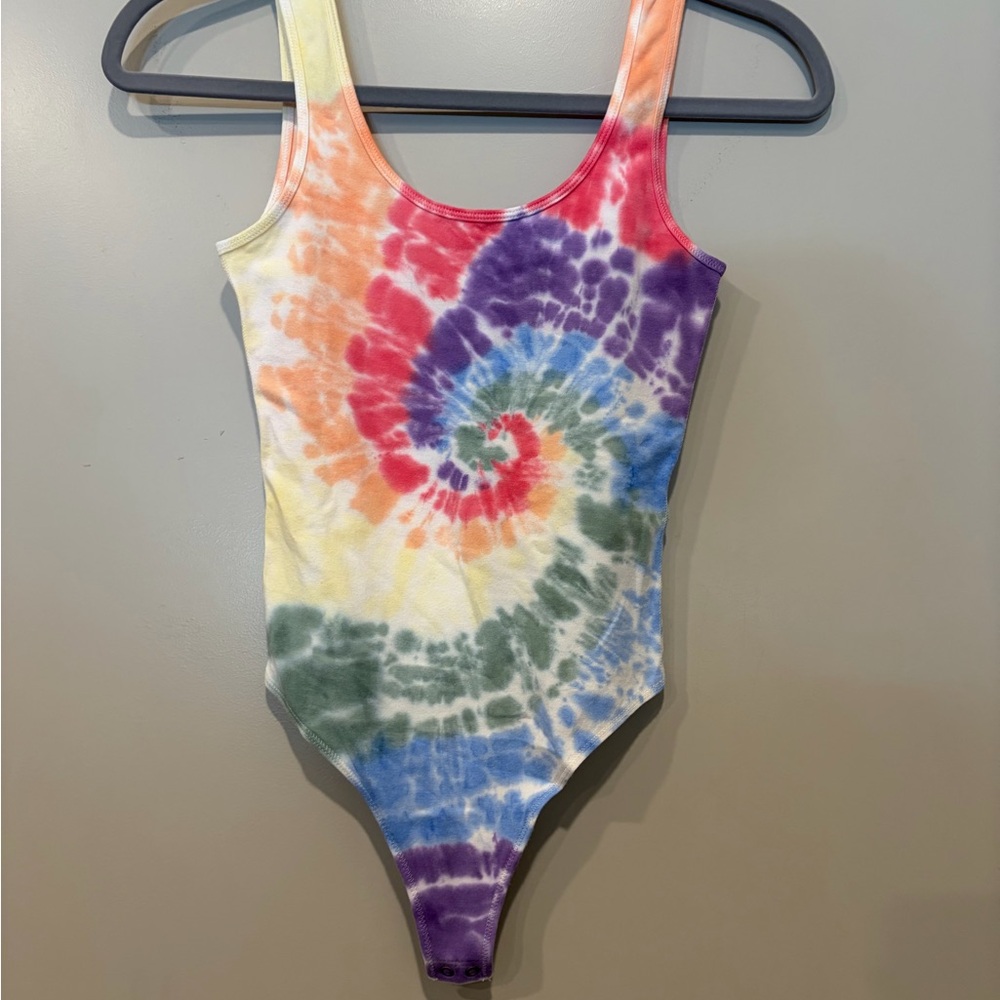 Abercrombie & Fitch Multicolor Tie-Dye Scoop Neck Bodysuit